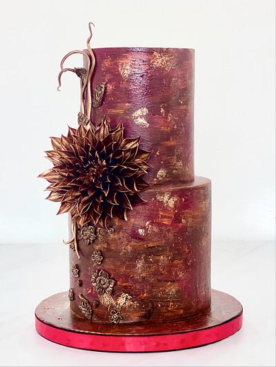 Chocolate Dahlia on cake  - Cake by Torty Katulienka