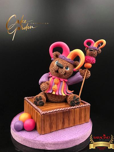 Harlequin bear, teddy bear Challenge  - Cake by Cake Garden 