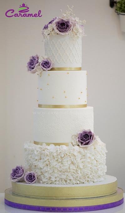 Purple-White Wedding Cake - Cake by Caramel Doha