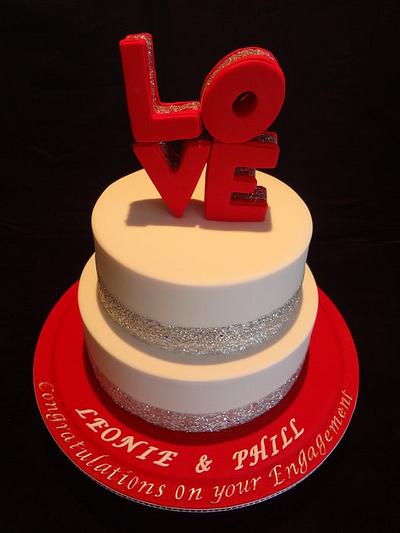 LOVE topper Engagement cake - Cake by Julie Anne White