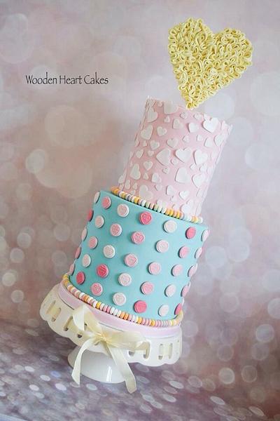 Pastel Valentines Cake - Cake by Wooden Heart Cakes