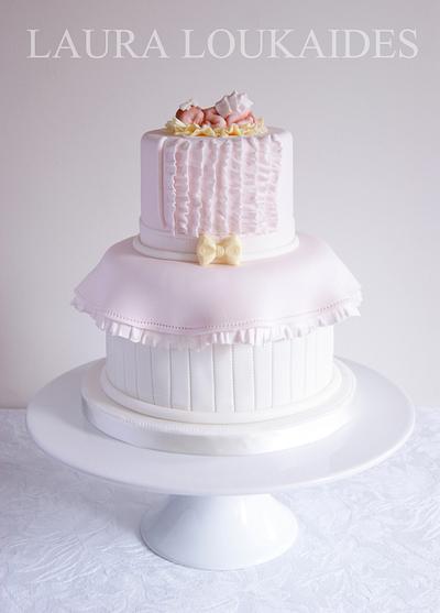 Pink Ruffle Baby Shower Cake - Cake by Laura Loukaides