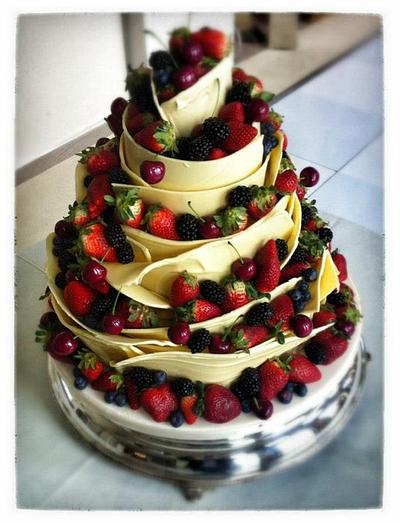 White Chocolate and Fresh Berries Wedding Cake - Cake by yummycakeco