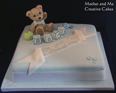 Christening Teddy - Cake by Mother and Me Creative Cakes