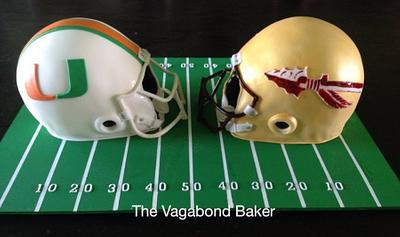Opposing Football fans cake - FSU vs UM - Cake by The Vagabond Baker