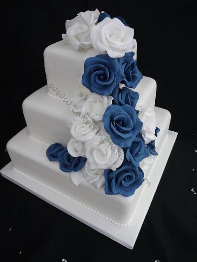 Blue cascading roses - Cake by Cake Temptations (Julie Talbott)