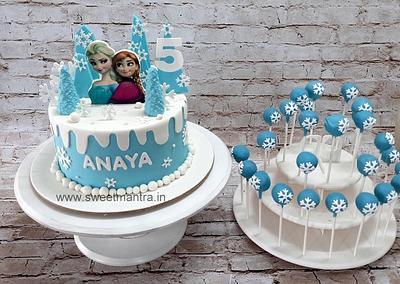 Frozen theme dessert table with cake and cakepops - Cake by Sweet Mantra - Custom/Theme cake studio