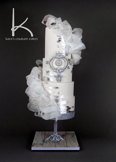 Glitz and Glam Wedding Fashion with Sugar Diamonds and Silver Leaf - Cake by Kara's Couture Cakes