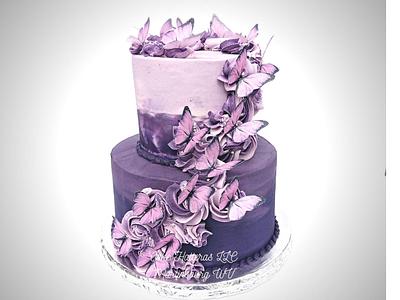 Purple Butterflies - Cake by Donna Tokazowski- Cake Hatteras, Martinsburg WV