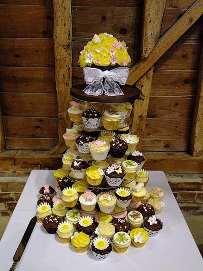 Vintage/Shabby Chic Wedding Cupcake Tower - Cake by Sarah Poole