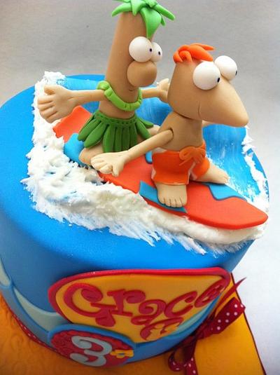 Cowabunga Phineas and Ferb - Cake by Hot Mama's Cakes