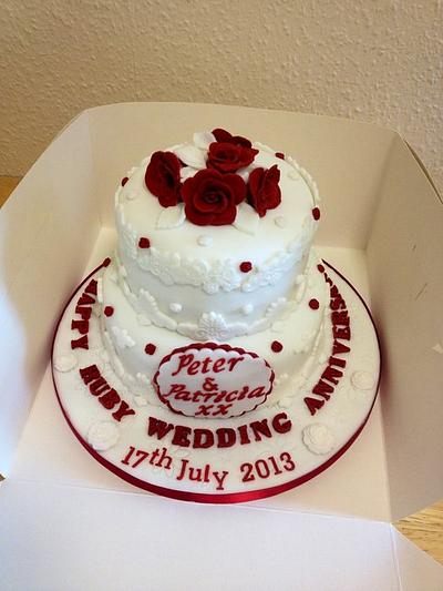 Ruby anniversary cake - Cake by Kirsty 