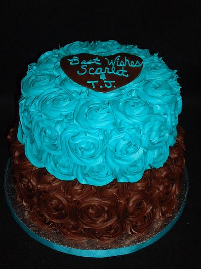 Teal and Chocolate Roses - Cake by Kim Leatherwood