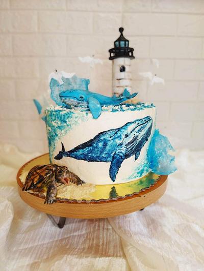 Whale and turtle - Cake by RekaBL86