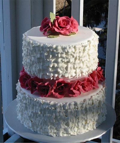 Basketweave and Roses - Cake by Elyse Rosati
