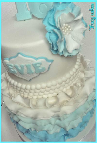 sweet 16th ruffle cake - Cake by Tracycakescreations