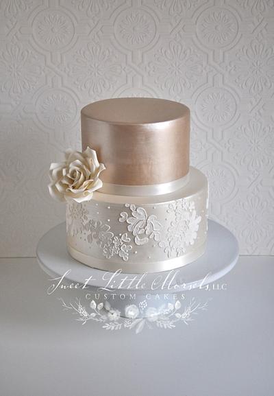Champagne Luster Wedding Cake - Cake by Stephanie
