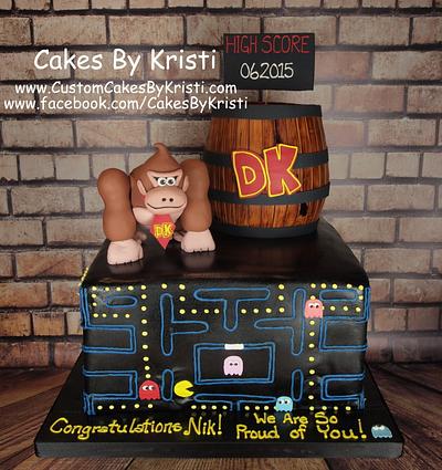 Pac-Man & Donkey Kong Graduation Cake - Cake by Cakes By Kristi