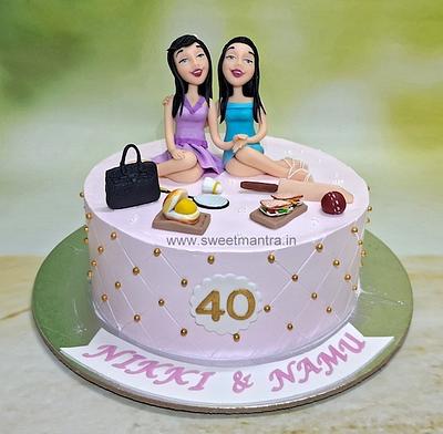 Twin sisters 40th birthday cake - Cake by Sweet Mantra Homemade Customized Cakes Pune