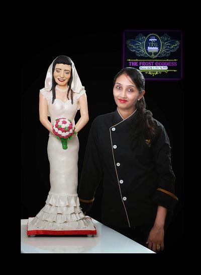 Monica in her wedding dress  - Cake by thefrostgoddess