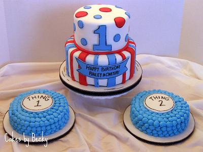 Seuss Themed First Birthday for Twins! - Cake by Becky Pendergraft