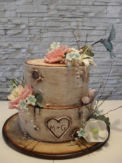 rustic birch wedding cake - Cake by timea