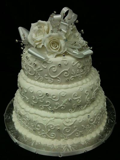 White on white Wedding Cake Feb 2012 - Cake by Lisa Templeton