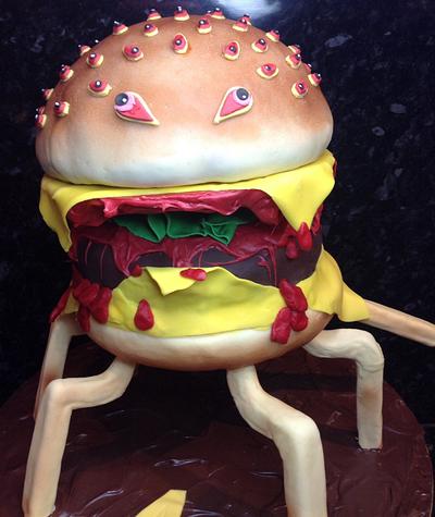 Burger Spider Cake Cloudy with Chance Meatballs 2 - Cake by vanillasugar