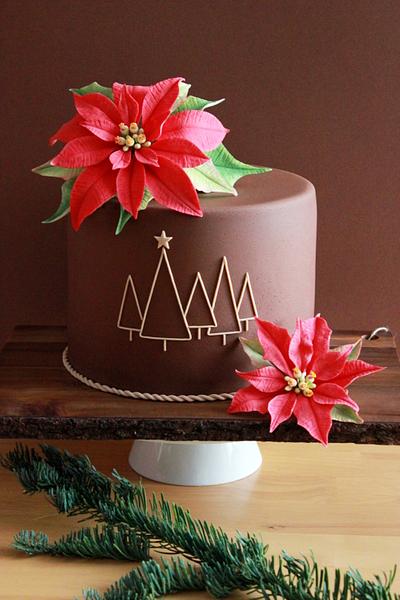 Christmas Poinsettia Cake - Cake by Kiara's Cakes