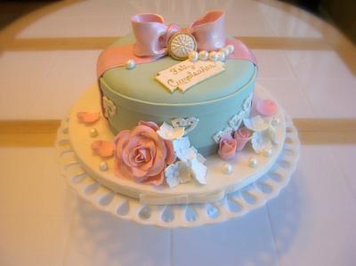 Hat Box, Pearls and Roses - Cake by Craving Cake