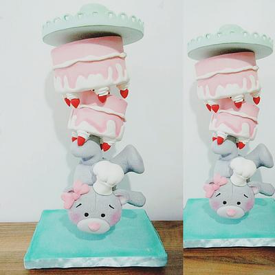Gravity teddy bear cake - Cake by MayBel's cakes