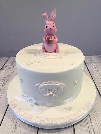 Pink Bunny Christening Cake - Cake by Dinkylicious Cakes