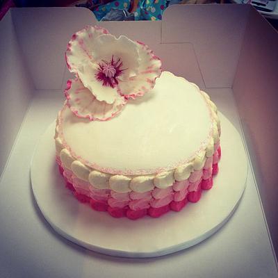 Pink Ombre Cake (featuring my first ever gumpaste flower) - Cake by Charlie Webb