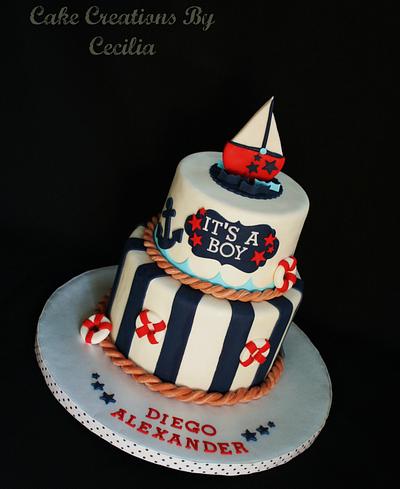 Nautical Baby shower Cake - Cake by CakeCreationsCecilia