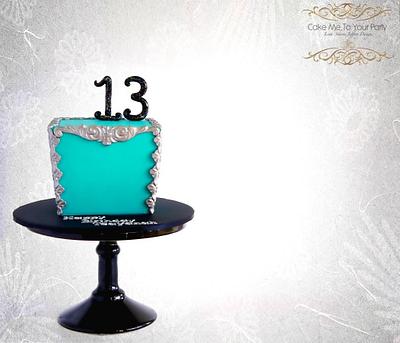 Teal and Antique Silver Gift Box  - Cake by Leah Jeffery- Cake Me To Your Party