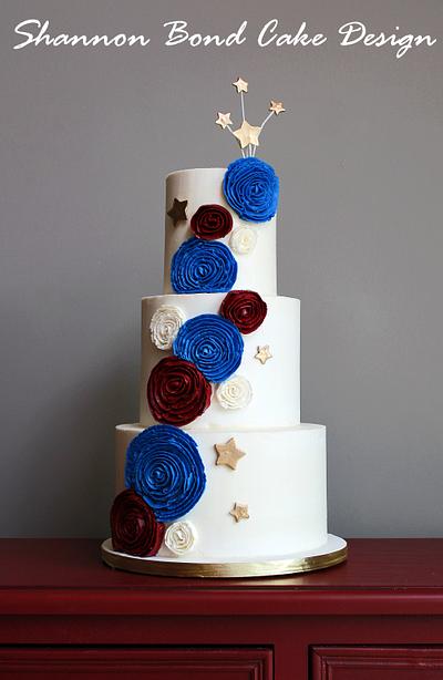 Red, White and Blue Buttercream Rosettes - Cake by Shannon Bond Cake Design