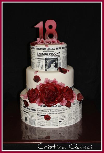 Newspapers and roses cake - Cake by Cristina Quinci