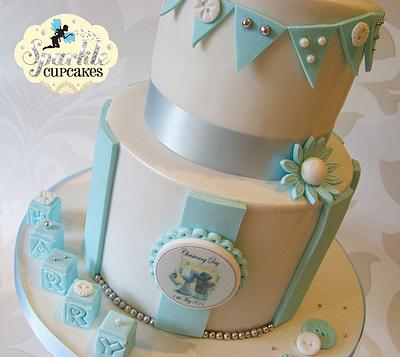 Teddy Christening Cake & Cupcakes - Cake by Sparkle Cupcakes