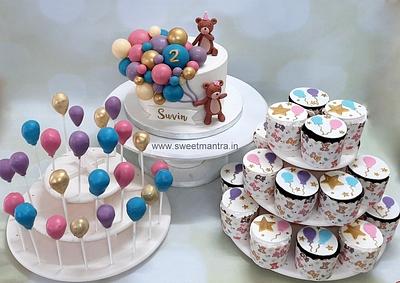 Balloons theme dessert table for boys 2nd birthday - Cake by Sweet Mantra - Custom/Theme cake studio
