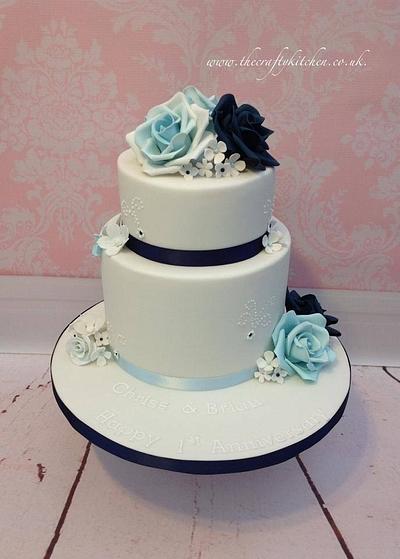 Blue Rose Anniversary - Cake by The Crafty Kitchen - Sarah Garland