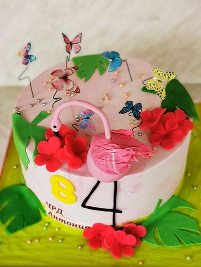 Торта с фламинго и пеперуди  - Cake by CakeBI9