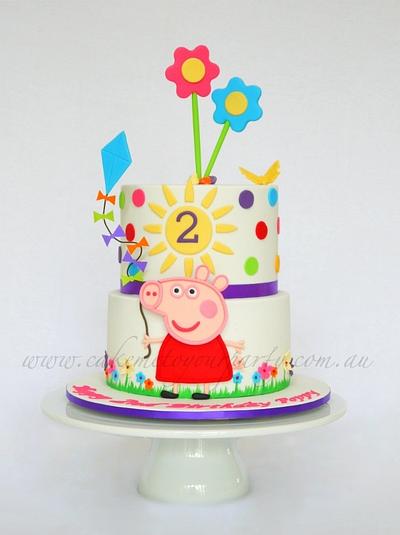Two-tiered Peppa Pig Cake - Cake by Leah Jeffery- Cake Me To Your Party
