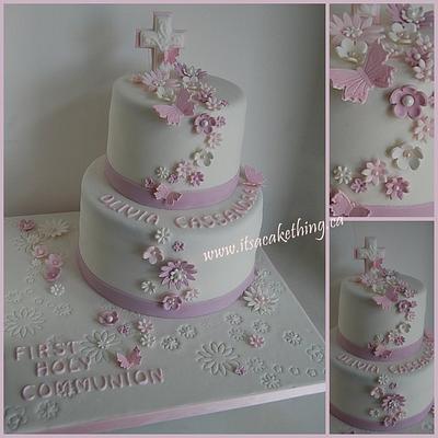 Flower themed Communion Cake - Cake by It's a Cake Thing 