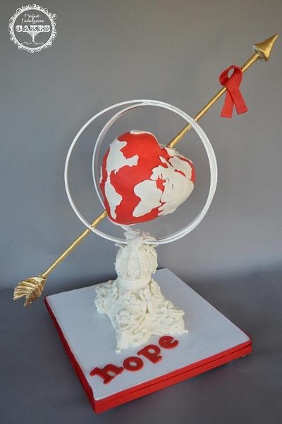 UNSA-Team Red Collaboration-Red Heart Globe-HOPE - Cake by Maria Cazarez Cakes and Sugar Art