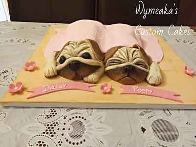 Twin Pugs Cake - Cake by Wymeaka's Custom Cakes