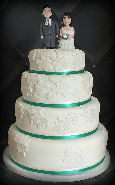 Lace aplique wedding cake - Cake by jennie