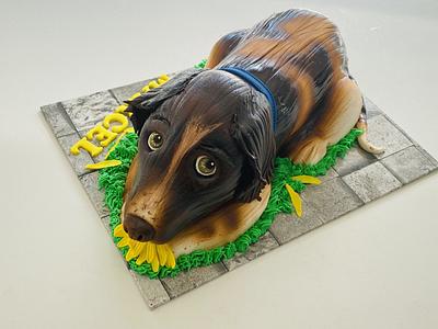 Puppy eating a daisy  - Cake by Rhona