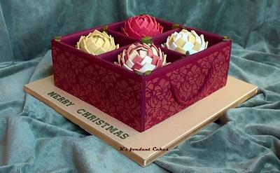  Christmas Pinecone Ornaments Box Cake - Cake by K's fondant Cakes