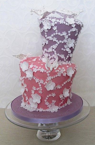 Wonky Wedding Cake Butterflies and Blossoms - Cake by Natasha Shomali