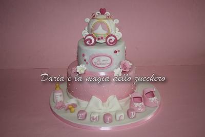 Carriage baptism cake baby girl - Cake by Daria Albanese